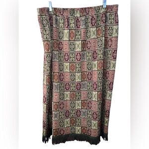 Lemmy Nina Leonard Tapestry Patchwork Fringe Hem Skirt Size 3X Art to Wear Artsy